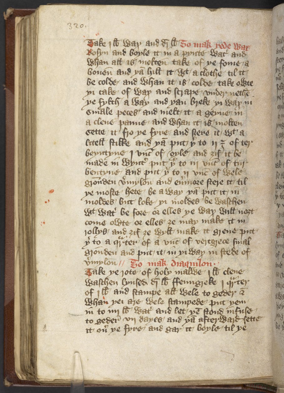 Medizinische und kulinarische Rezepte, ca. 1395 von English School