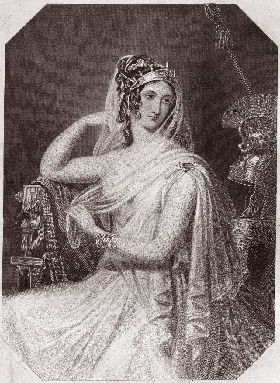 Helena, Frau von Menelaos (Die Geschichte von Troilus und Cressida) in - „Galerie des femmes de Shakespeare, Sammlung von fünfundvierzig ernsten Porträts der ersten Künstler Londons, bereichert mit kritischen und literarischen Hinweisen“ um 1838 - aus „Gal von English School