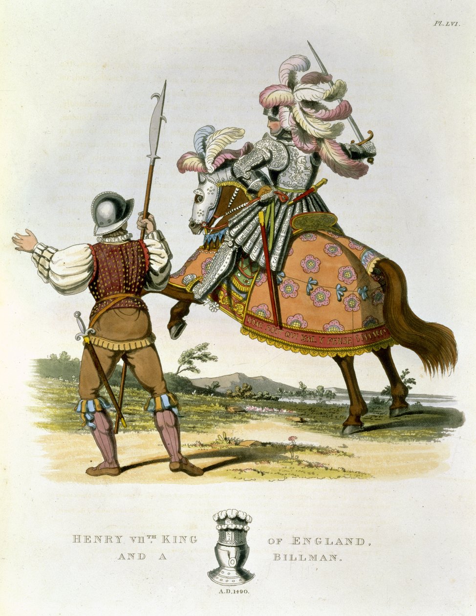 Heinrich VII., König von England (1457-1509) und ein Billman, 1490, aus Ancient Armour von Samuel Rush Meyrick, 1824 von English School