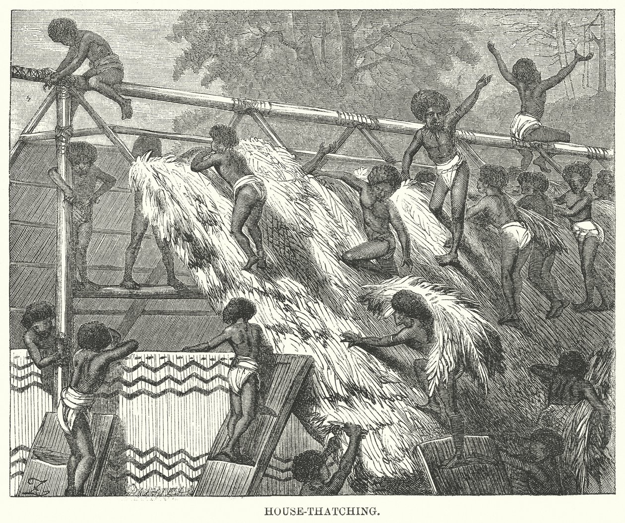 Dachdecken (Gravur) von English School