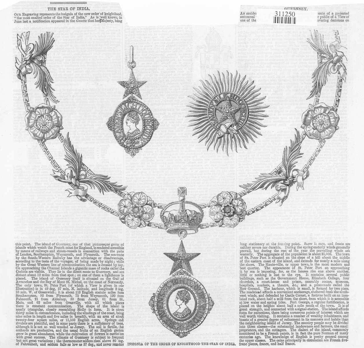 Insignien des Ordens der Ritterschaft Der Stern von Indien, aus The Illustrated London News von English School
