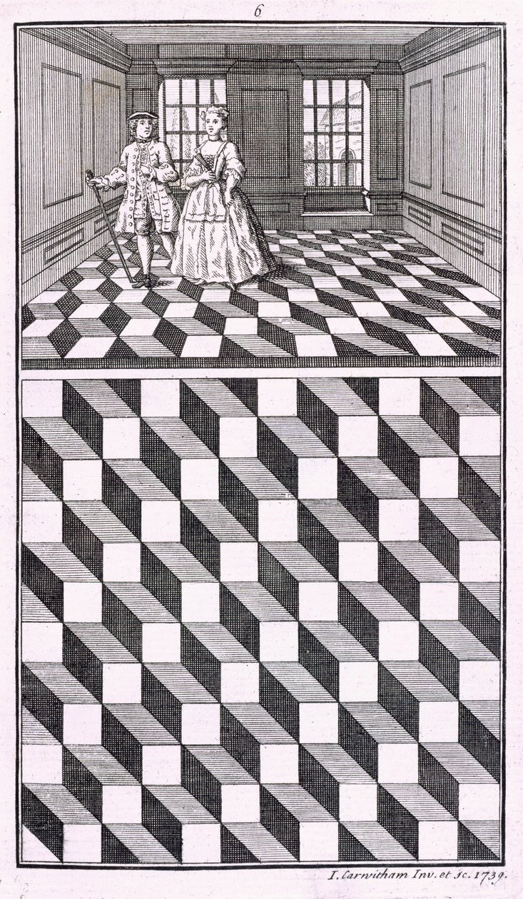 Innenraum, Illustration aus Verschiedene Arten der Bodendekoration, von John Carwitham, 1739 von English School