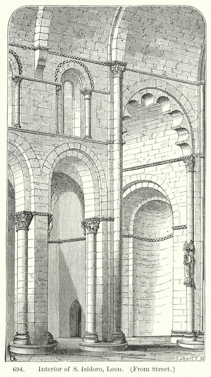 Innenansicht von S Isidoro, Leon (Gravur) von English School