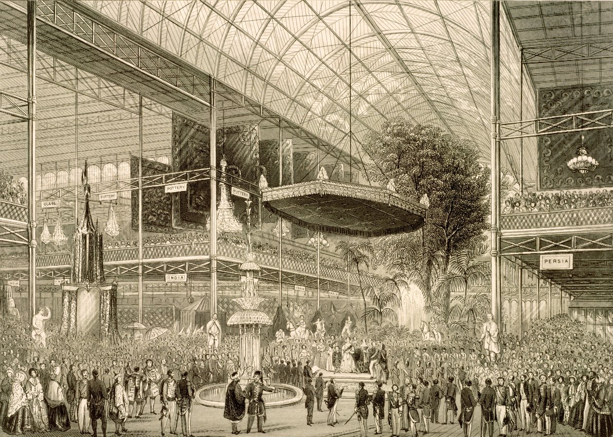 Innenraum der Großen Ausstellung, feierliche Eröffnung am 1. Mai 1851 von English School