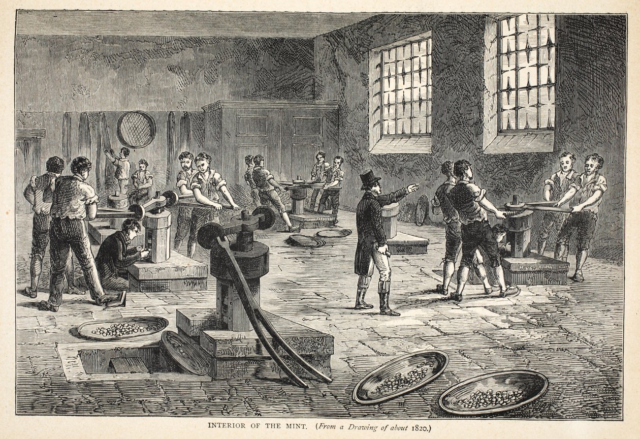 Innenansicht der Münze, nach einer Zeichnung von etwa 1820 von English School
