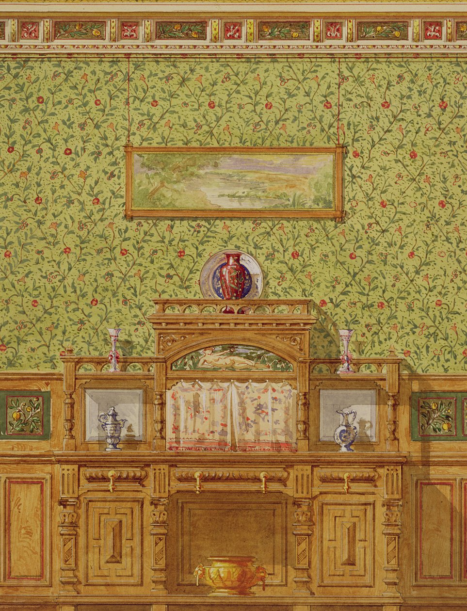 Innenraum mit Anrichte, ca. 1870er von English School