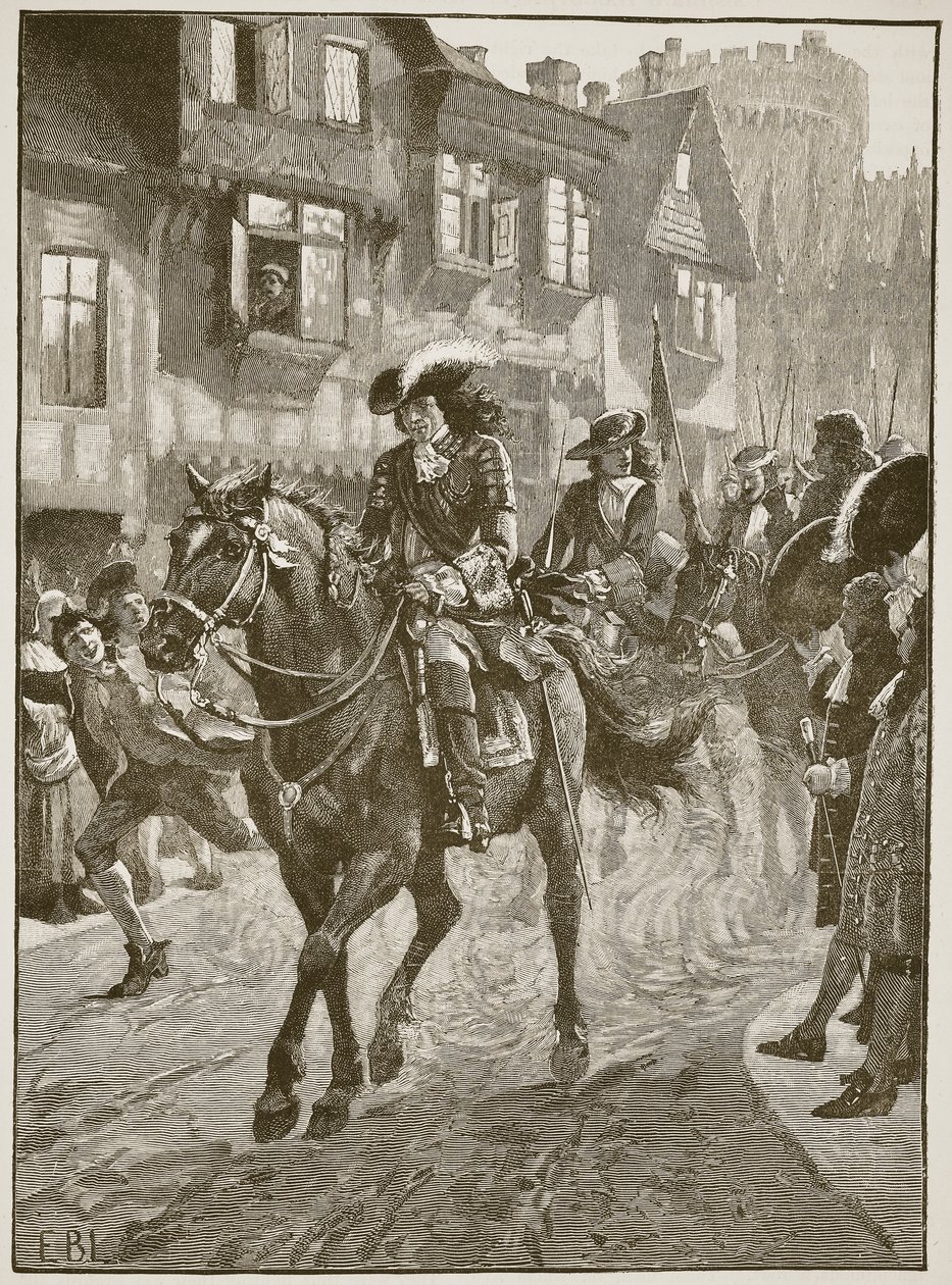 James betritt Dublin nach der Schlacht am Boyne, Illustration aus Cassells Illustrierter Geschichte Englands von English School