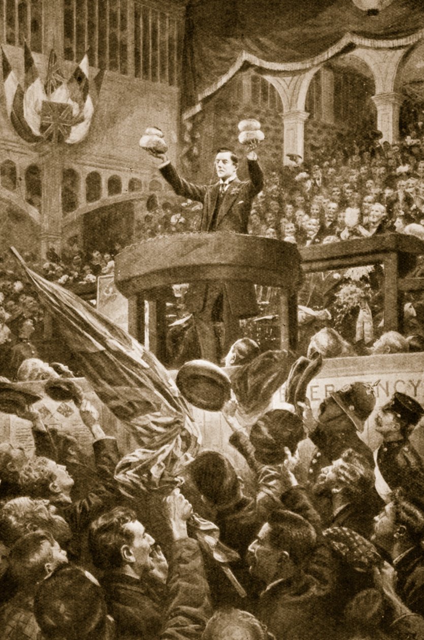 Joseph Chamberlain in der Bingley Hall, Birmingham am 4. November 1903 von English School