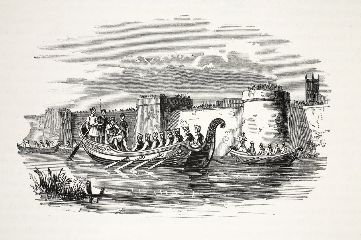 König Edgar wird von acht Königen auf dem Fluss Dee gerudert von English School