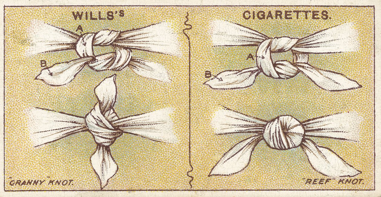 Knoten, Nr. 6 aus der Erste-Hilfe-Serie von Willss Zigarettenkarten, 1913 von English School
