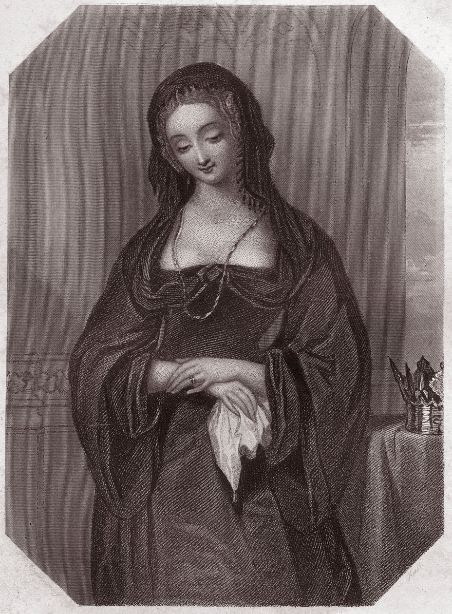 Lady Grey (Henry VI) (Elizabeth Woodville) - Galerie der Frauen von Shakespeare, Sammlung von fünfundvierzig ernsten Porträts von frühen Londoner Künstlern, bereichert mit kritischen und literarischen Anmerkungen um 1838 von English School