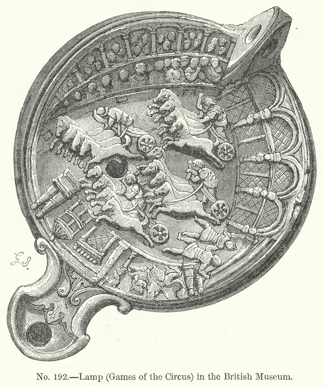 Lampe (Spiele des Zirkus) im British Museum (Gravur) von English School