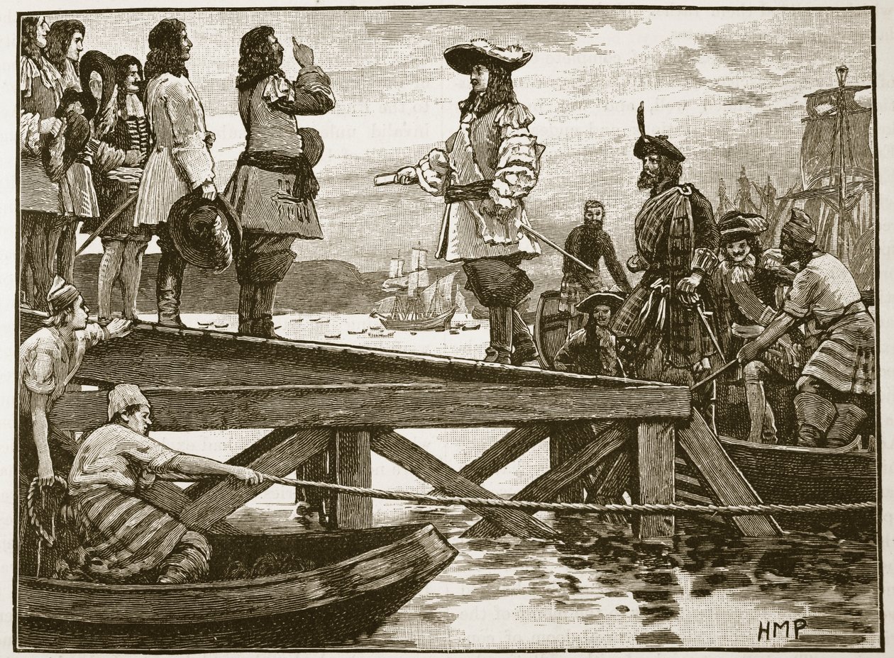 Landung von Marschall Schomberg in Carrickfergus, Illustration aus Cassells Illustrierter Geschichte Englands von English School