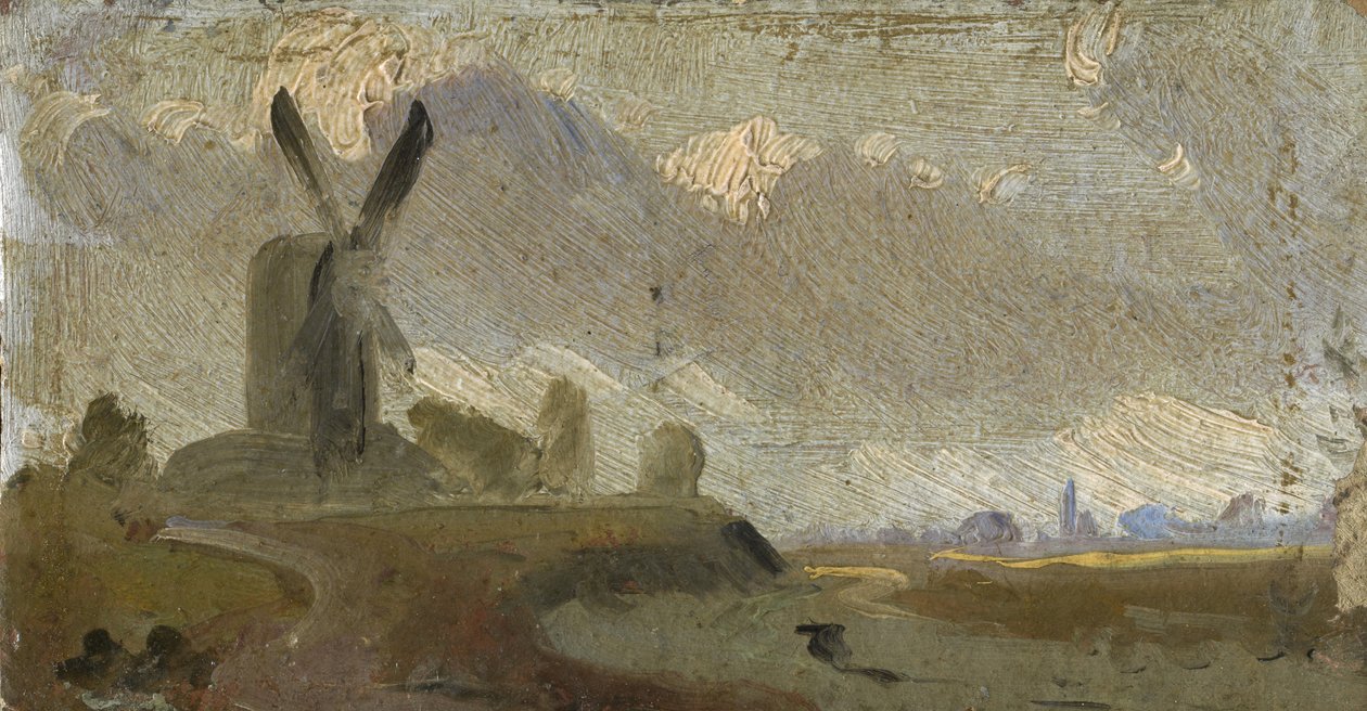 Landschaft mit Windmühle von English School