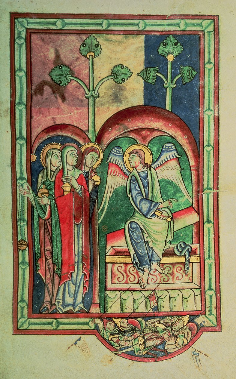 Die Frauen am Grab, aus dem Shaftesbury Psalter, West Country, ca. 1130-40 von English School