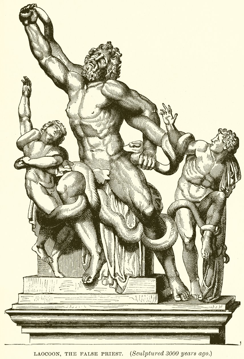 Laokoon, der falsche Priester. (Vor 3000 Jahren skulptiert) (Gravur) von English School
