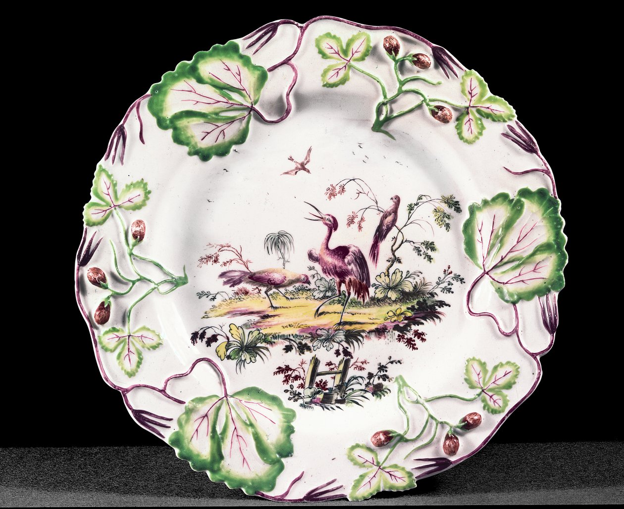 Longton Hall Teller, mit Erdbeeren geformt, 1749-60 von English School