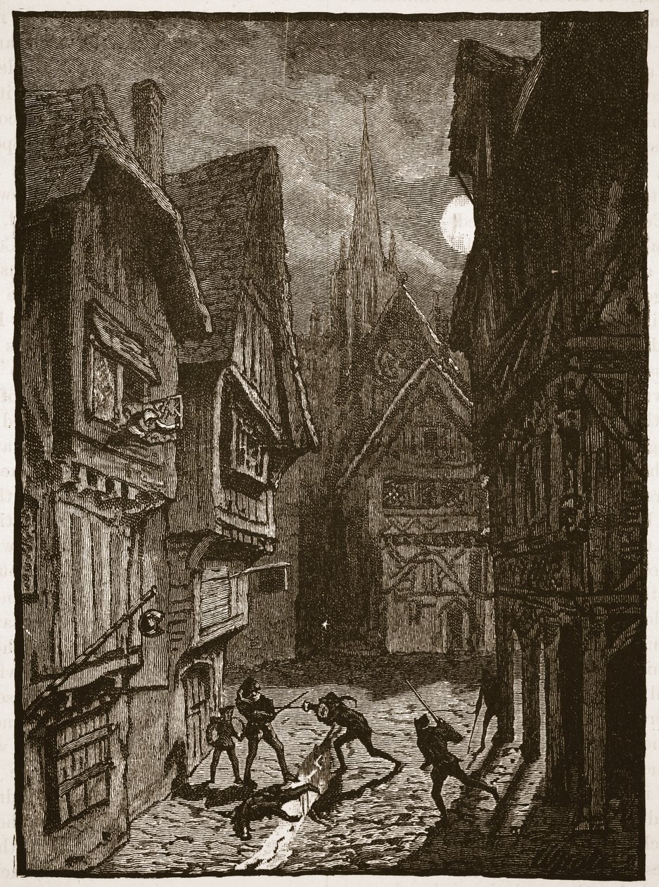 Lord Grey und seine Anhänger greifen den Earl of Southampton an, Illustration aus Cassells Illustrierter Geschichte Englands von English School