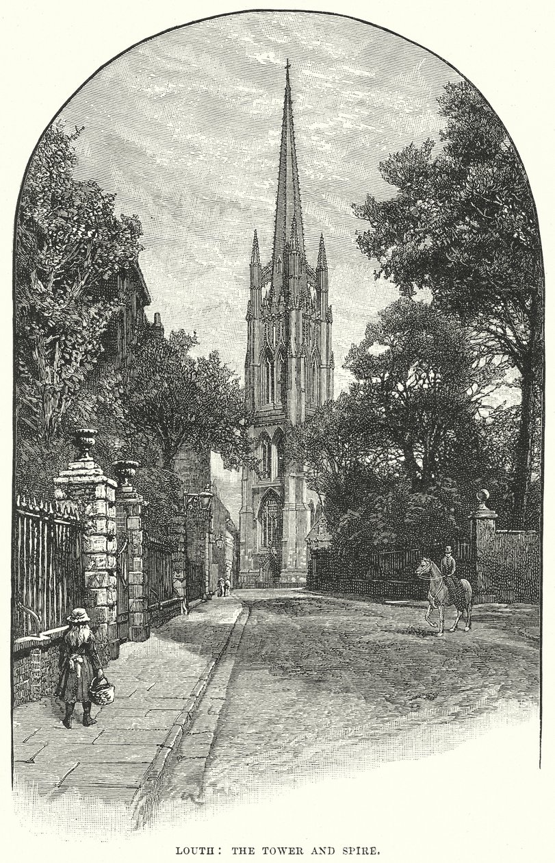 Louth: Der Turm und der Turmspitze (Gravur) von English School