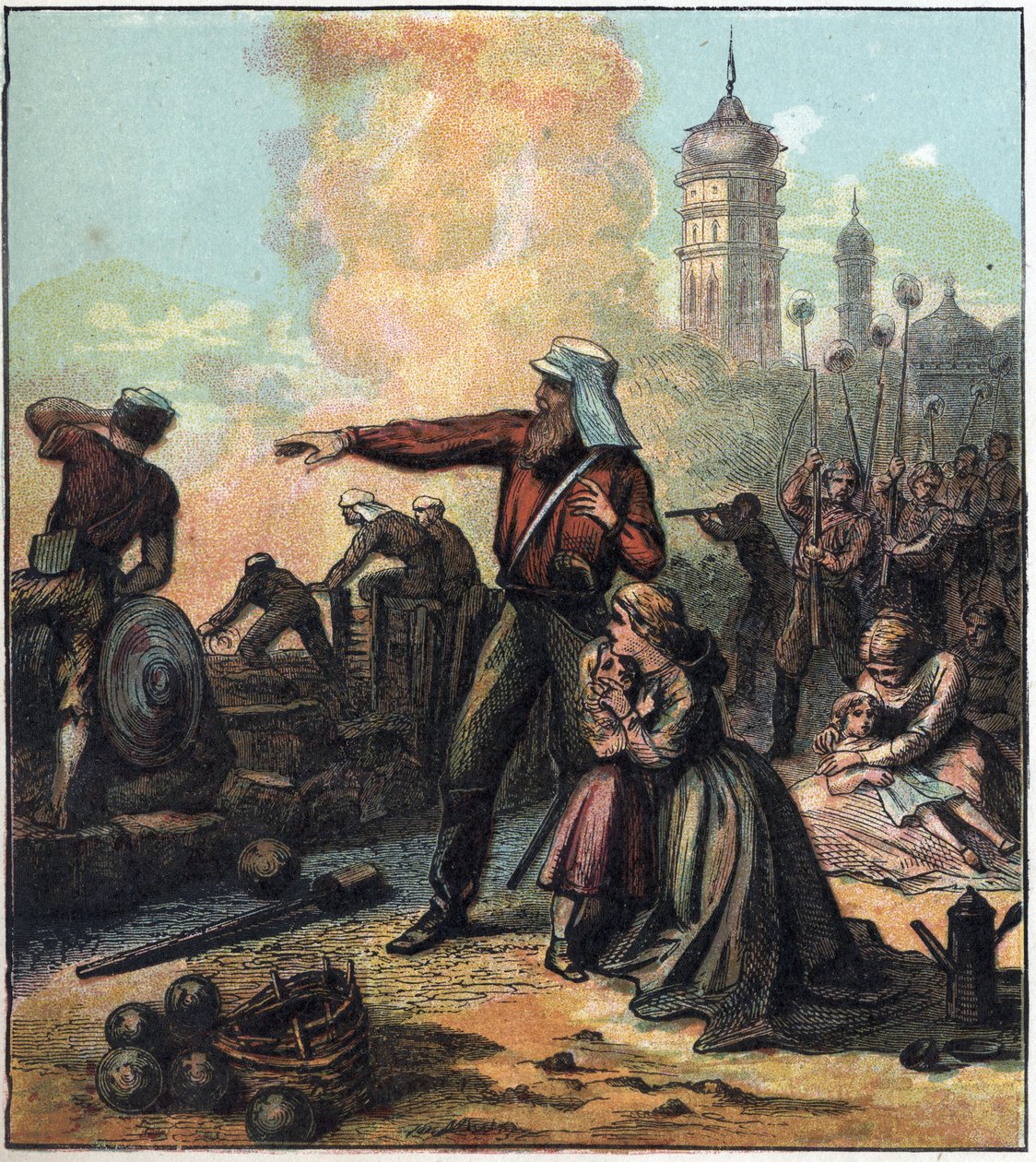 Belagerung von Lucknow während des Sepoy-Aufstands gegen die britische Macht in Indien von English School