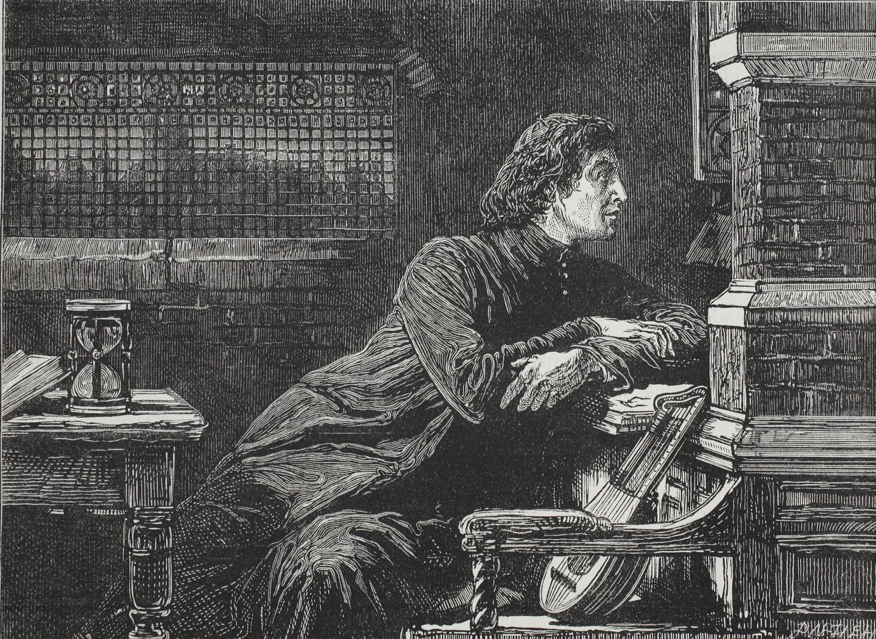 Luther am Fenster, Illustration aus Die Geschichte des Protestantismus von James Aitken Wylie, veröffentlicht 1878 von English School