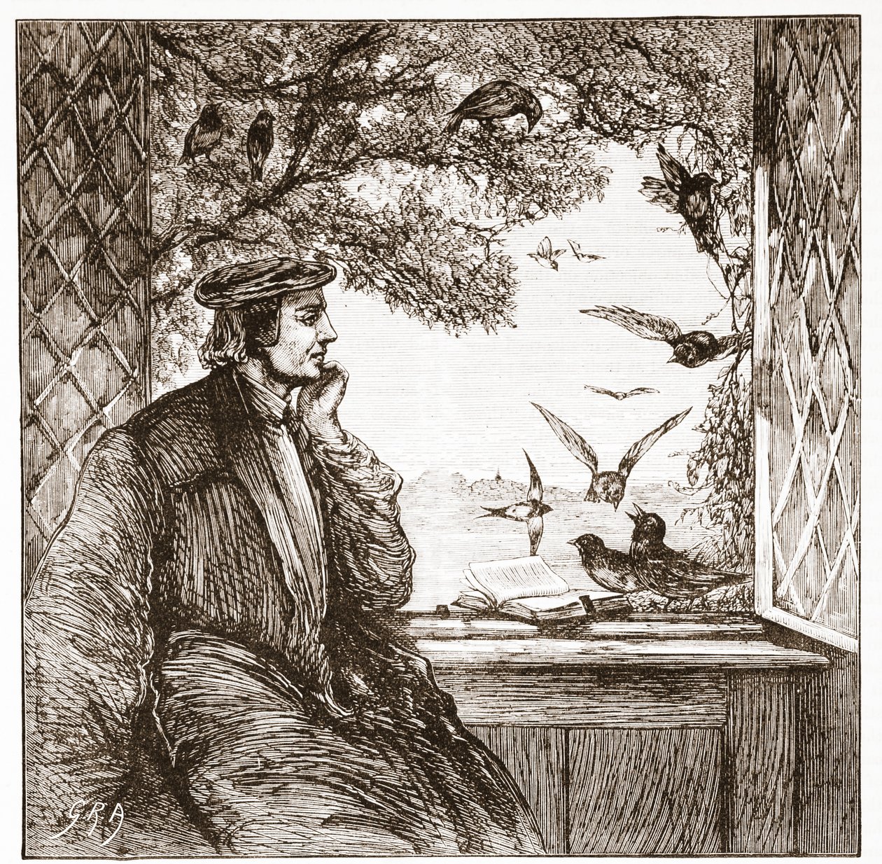Luther bei der Coburg: der Reichstag der Krähen, Illustration aus Die Geschichte des Protestantismus von James Aitken Wylie, veröffentlicht 1878 von English School