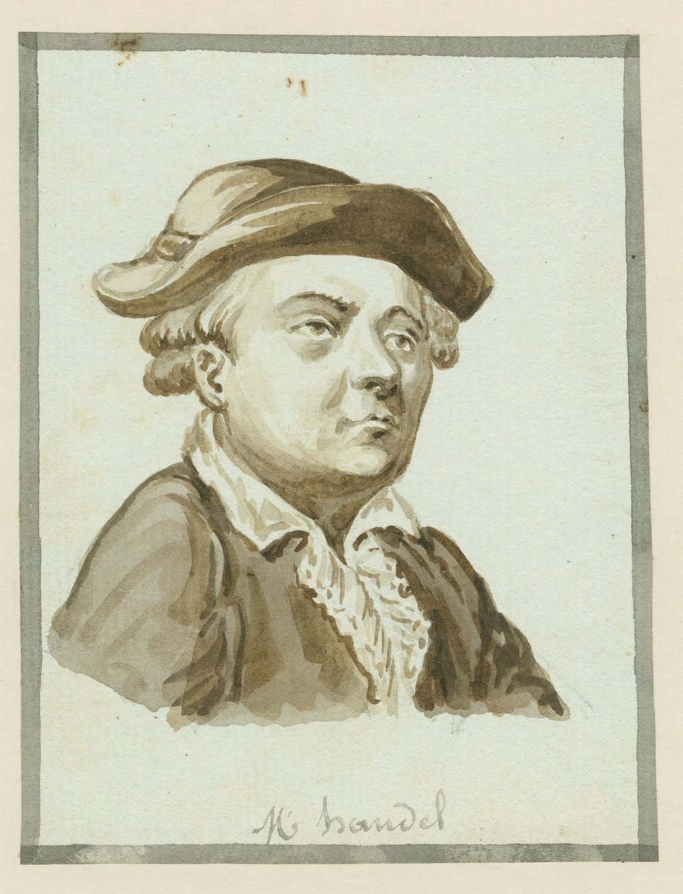 M. Händel, Mitte des 19. Jahrhunderts (Tinte auf Papier) von English School