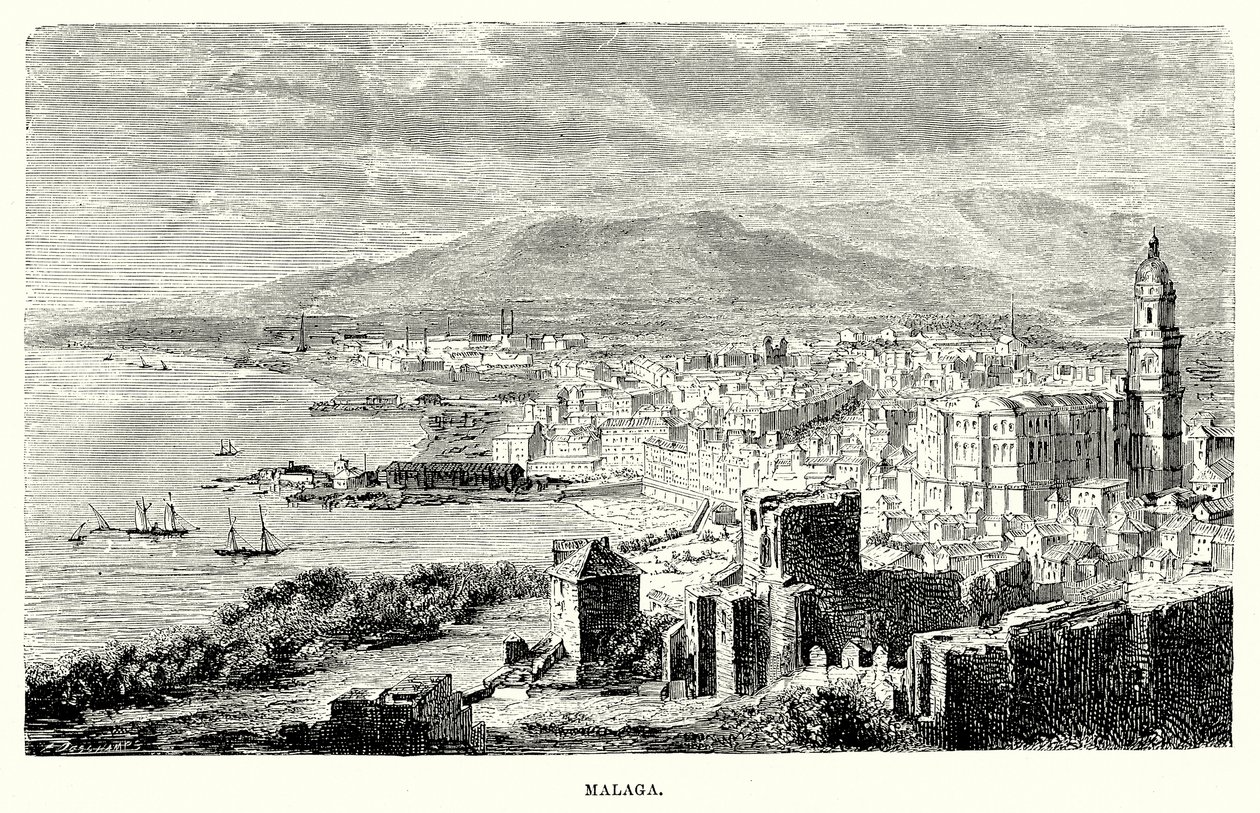 Malaga (Gravur) von English School