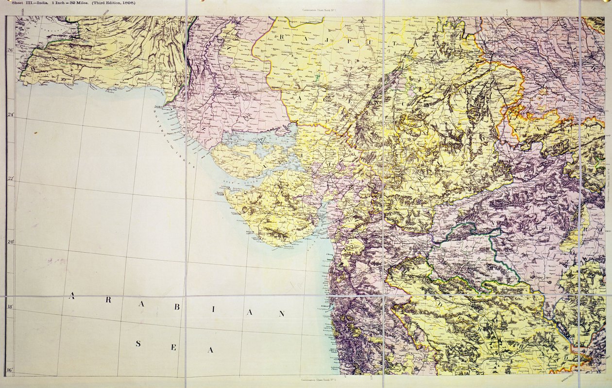 Karte von Kutch und Bombay Präsidentschaft, Indien, 1898 von English School