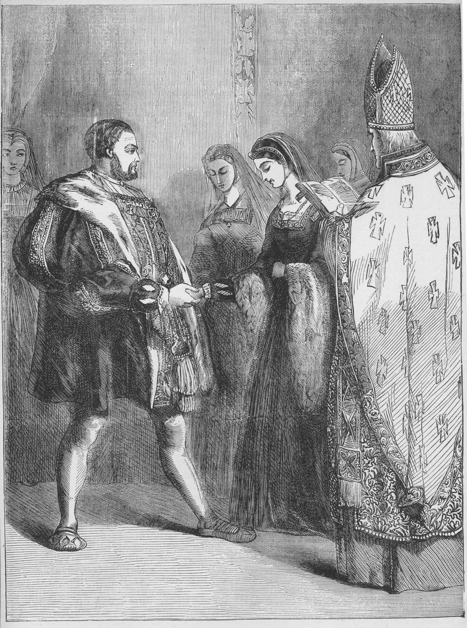 Heirat von Heinrich VIII. und Catherine Parr (Druck) von English School