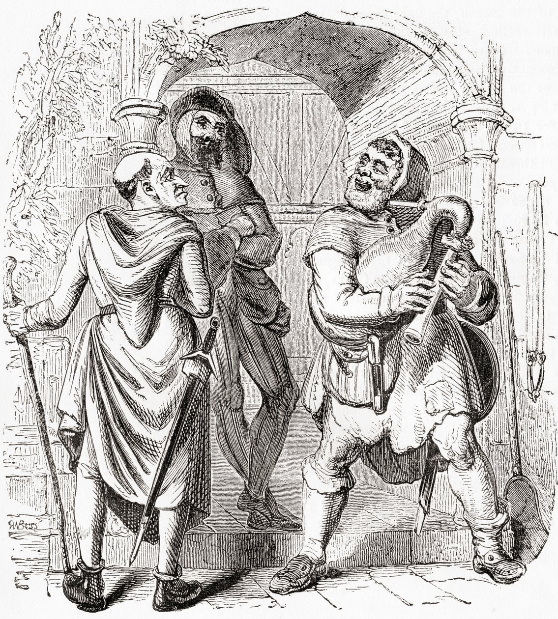 Miller, Manciple und Reeve, aus Old England: A Pictorial Museum, veröffentlicht 1847 von English School
