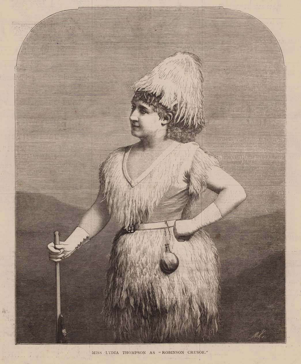 Miss Lydia Thompson als "Robinson Crusoe" (Gravur) von English School