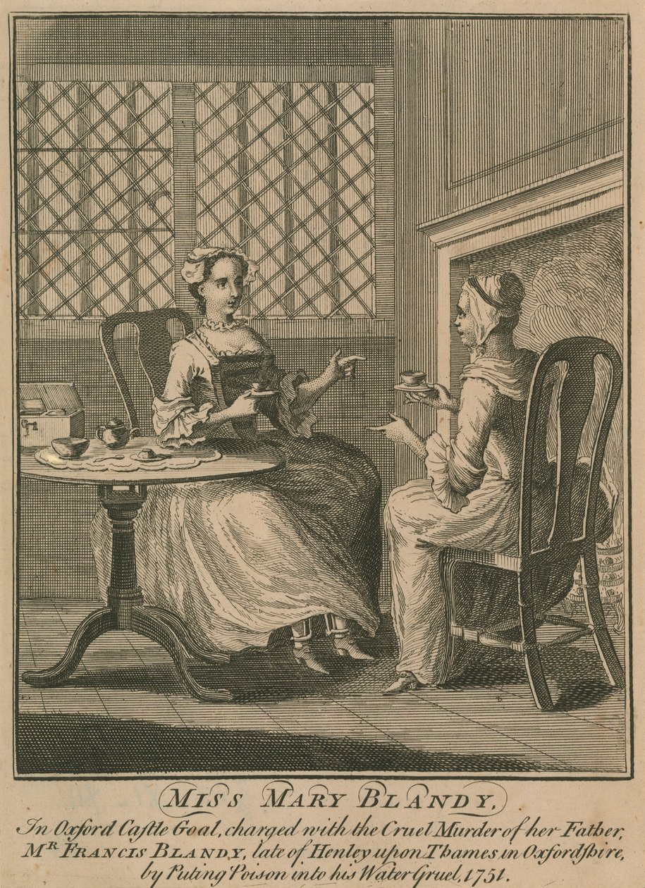 Miss Mary Blandy, angeklagt des grausamen Mordes an ihrem Vater, Mr. Francis Blandy von English School