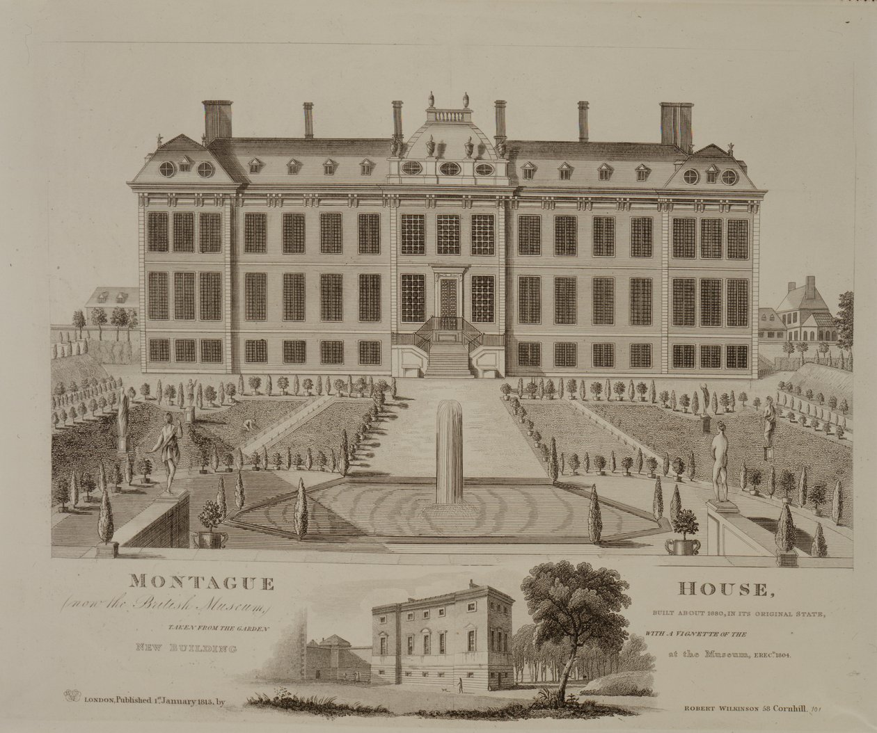 Montague House, jetzt das British Museum, 1813 von English School