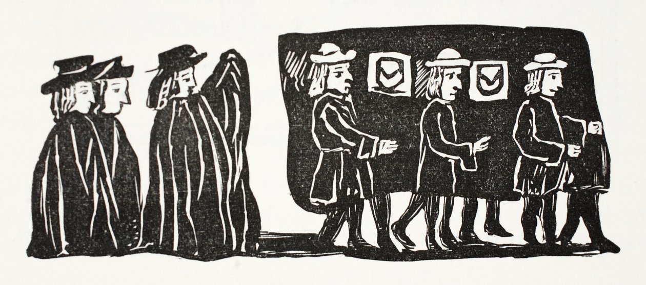 Mutter Bunchs Beerdigung, Illustration aus Chap-books of the Eighteenth Century von John Ashton, veröffentlicht 1882 von English School