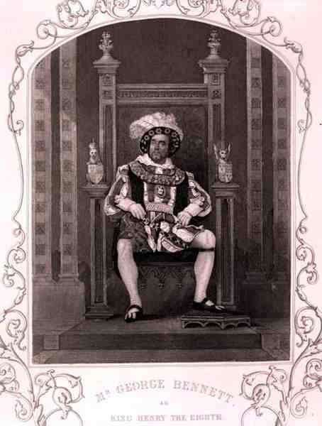 Mr. George Bennett als König Heinrich der Achte, im Stück von William Shakespeare (1564-1616) von English School