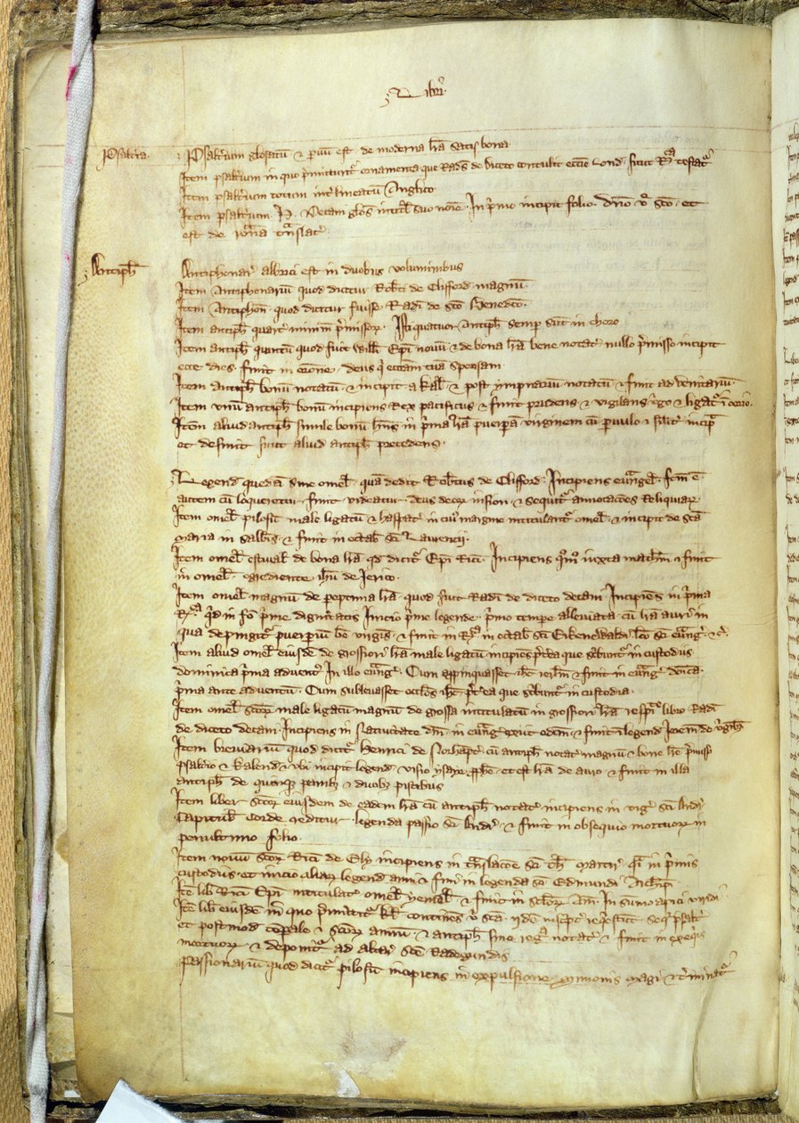 Liber I eines Bücherinventars in der St. Pauls Kathedrale, spätes 13. Jahrhundert von English School