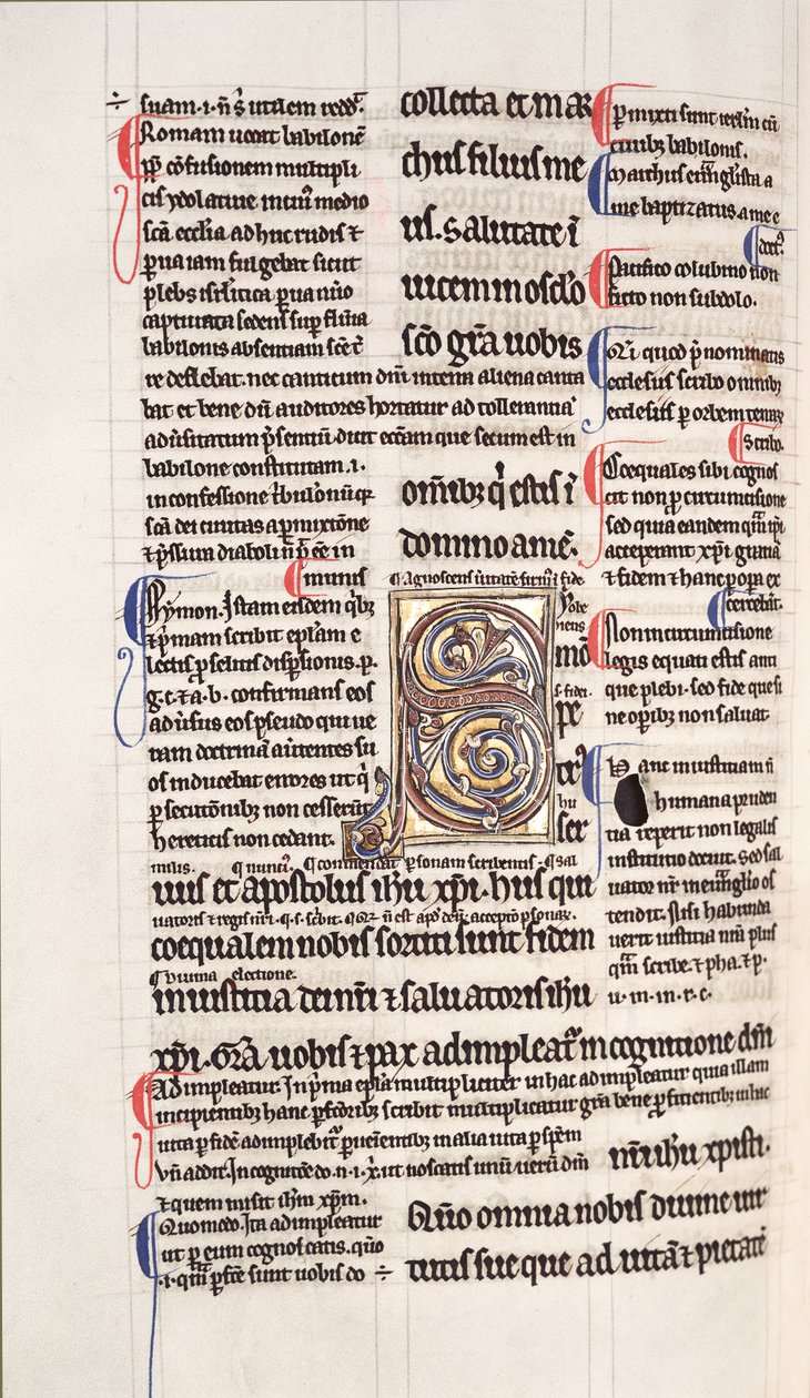 Ms.27, f.109v: Seite aus einer glossierten Kopie des Neuen Testaments von English School