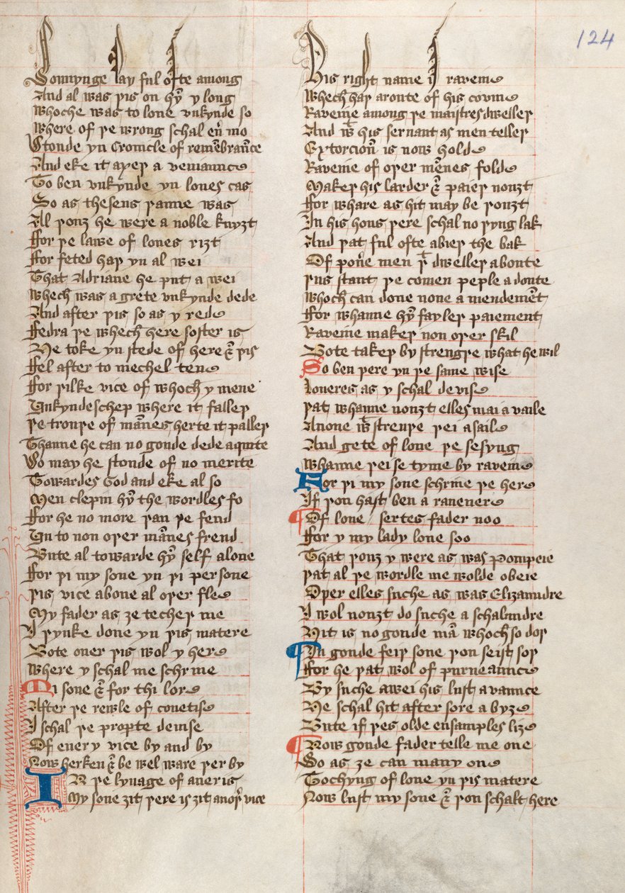 Ms326 f124r, Confessio Amantis von John Gower von English School