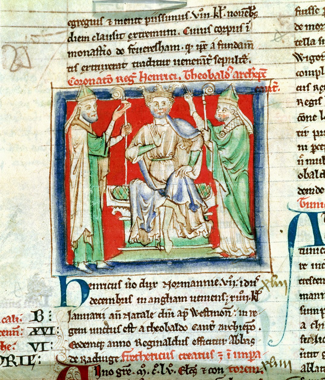 Ms 6712 (A.6.89) fol.135v Heinrich II. (1133-89), Miniatur aus Flores Historiarum, von Matthew Paris, 1250-52 von English School