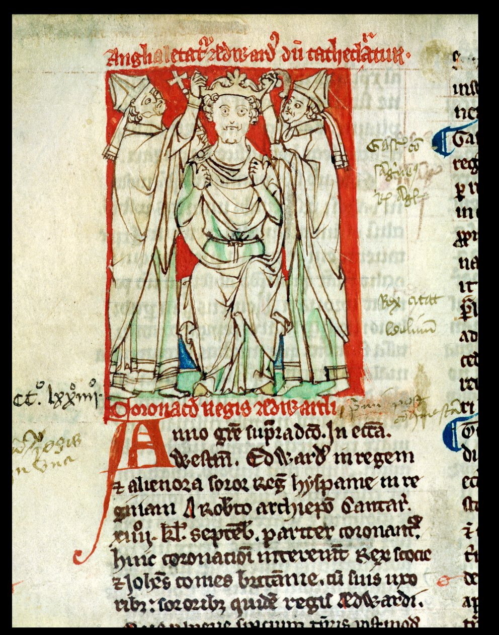 Ms 6712 (A.6.89) fol.247v Eduard I. (1239-1307), Miniatur aus Flores Historiarum, von Matthew Paris, 1250-52 von English School