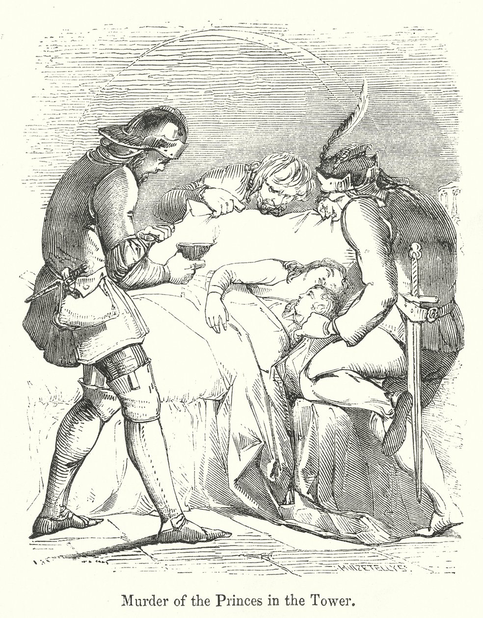 Mord an den Prinzen im Turm (Gravur) von English School