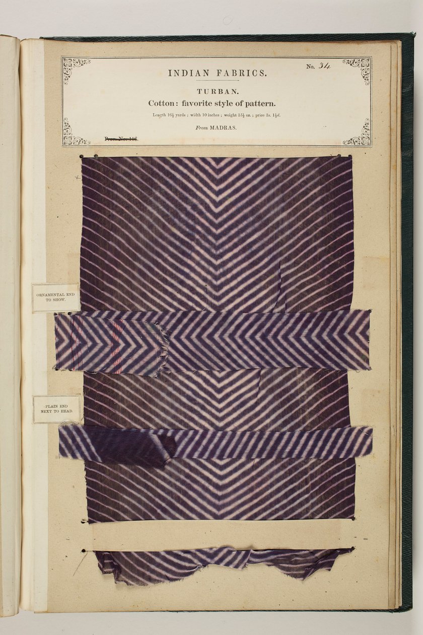 Nr. 34: Turban, Indische Stoffe, zusammengestellt von John Forbes Watson von English School