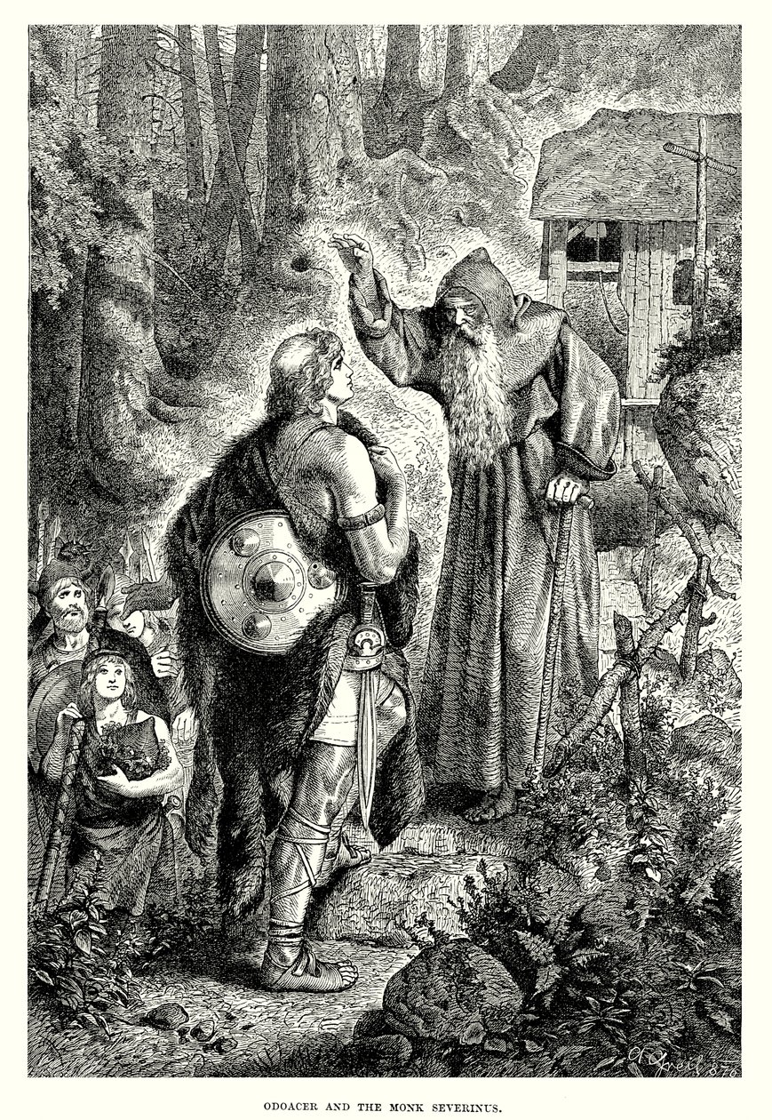 Odoaker und der Mönch Severinus (Gravur) von English School