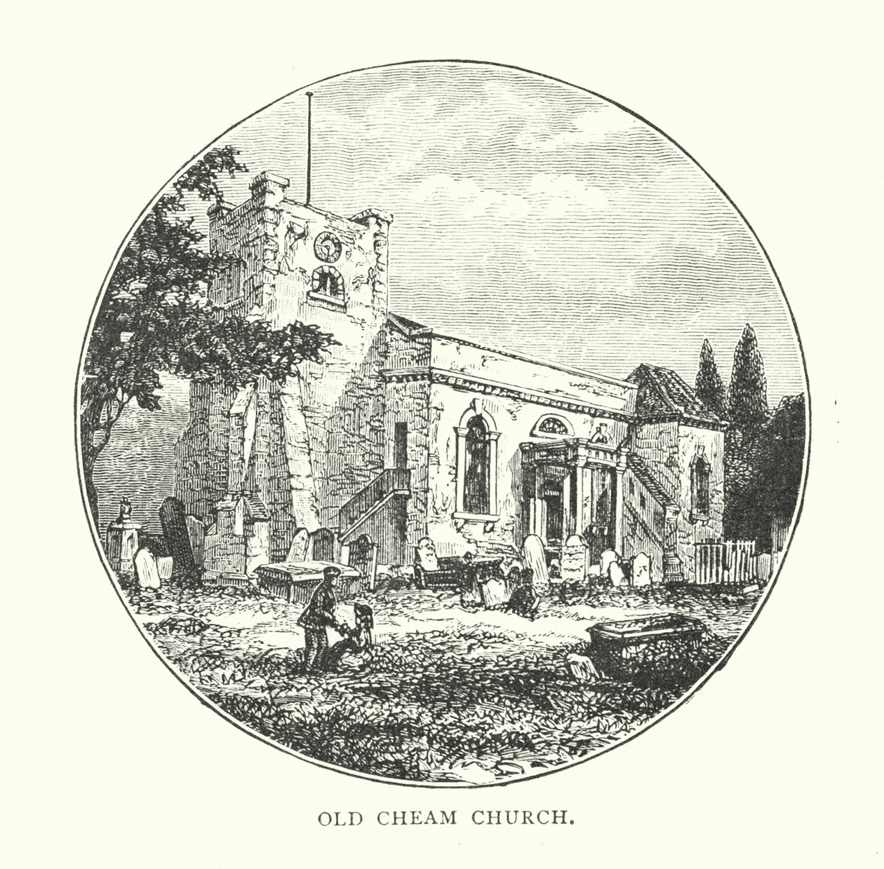 Alte Cheam Kirche (Gravur) von English School