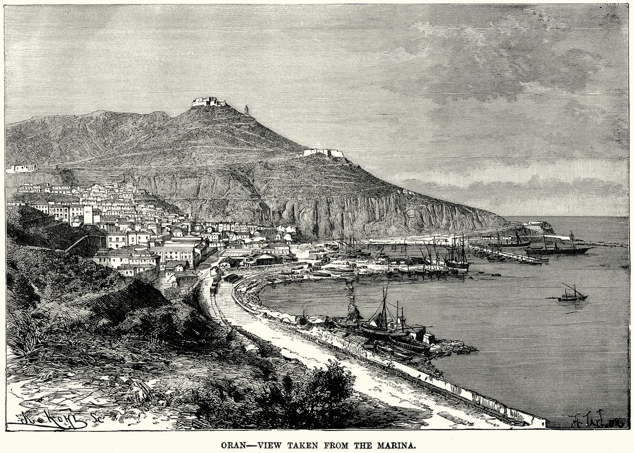 Oran – Ansicht von der Marina (Gravur) von English School