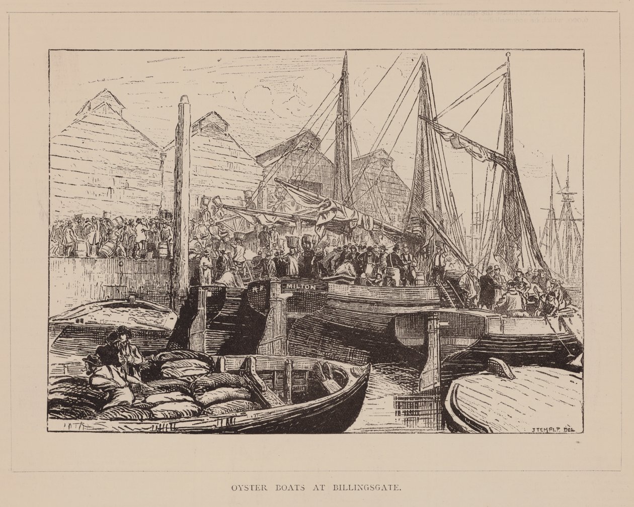 Austerboote bei Billingsgate (Gravur) von English School