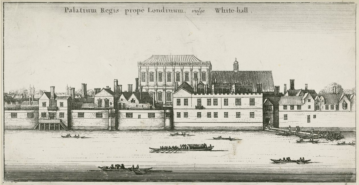 Palast von Whitehall vom Fluss Thames, Westminster, London, UK (Radierung) von English School