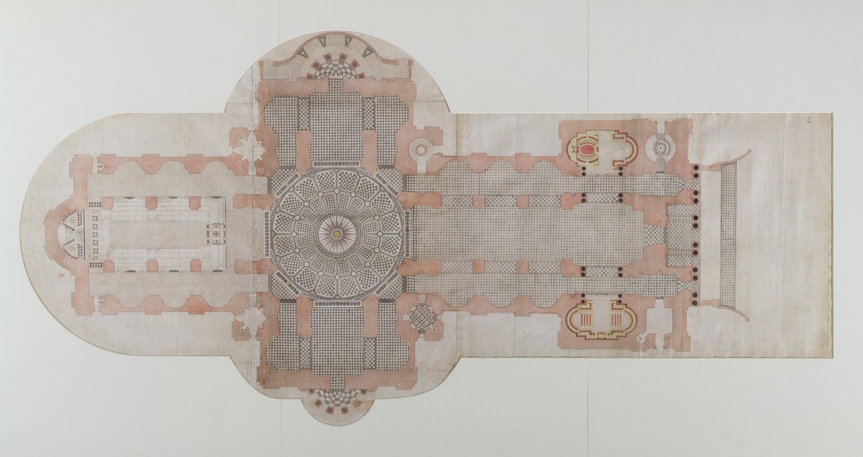 Pflasterplan der St. Pauls Kathedrale, wie ausgeführt, ca. 1710 von English School