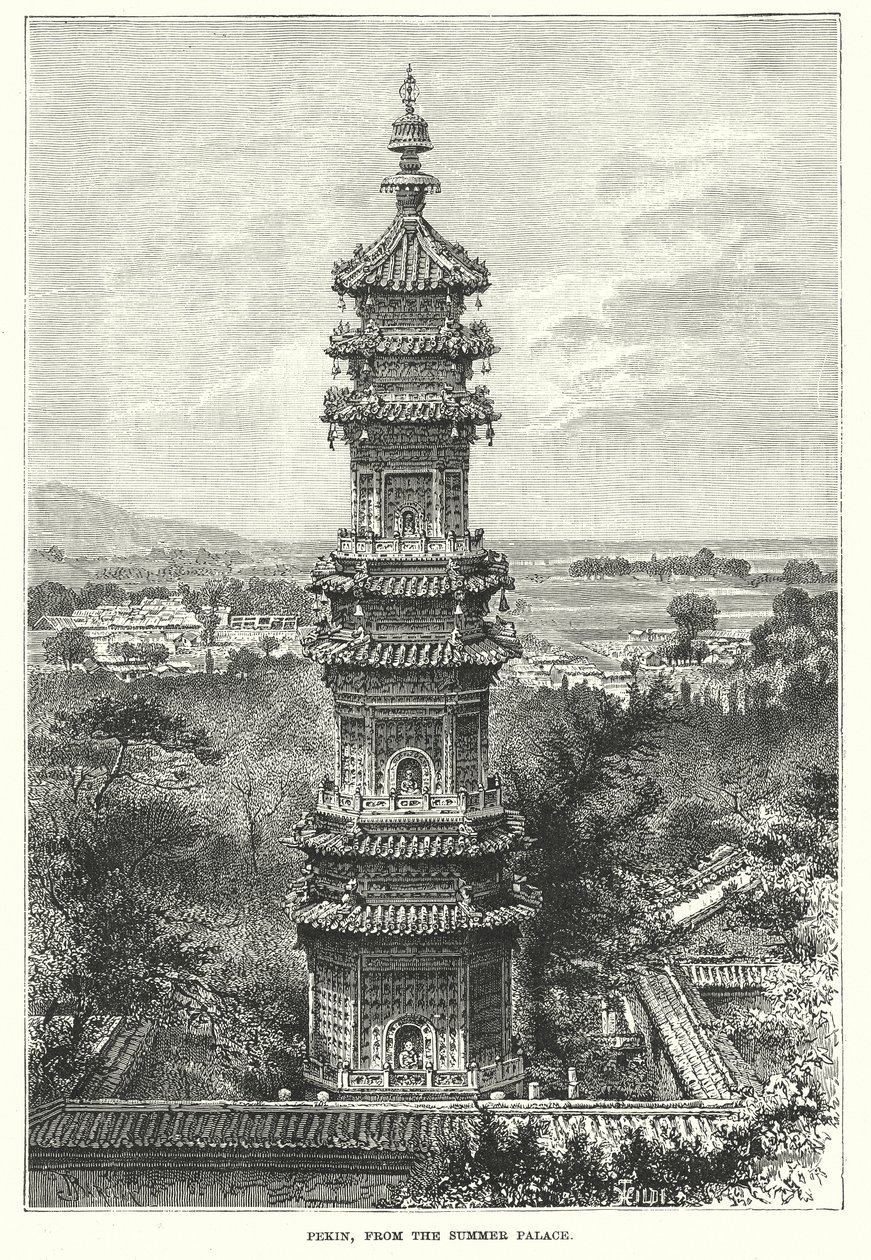 Peking, vom Sommerpalast aus (Gravur) von English School